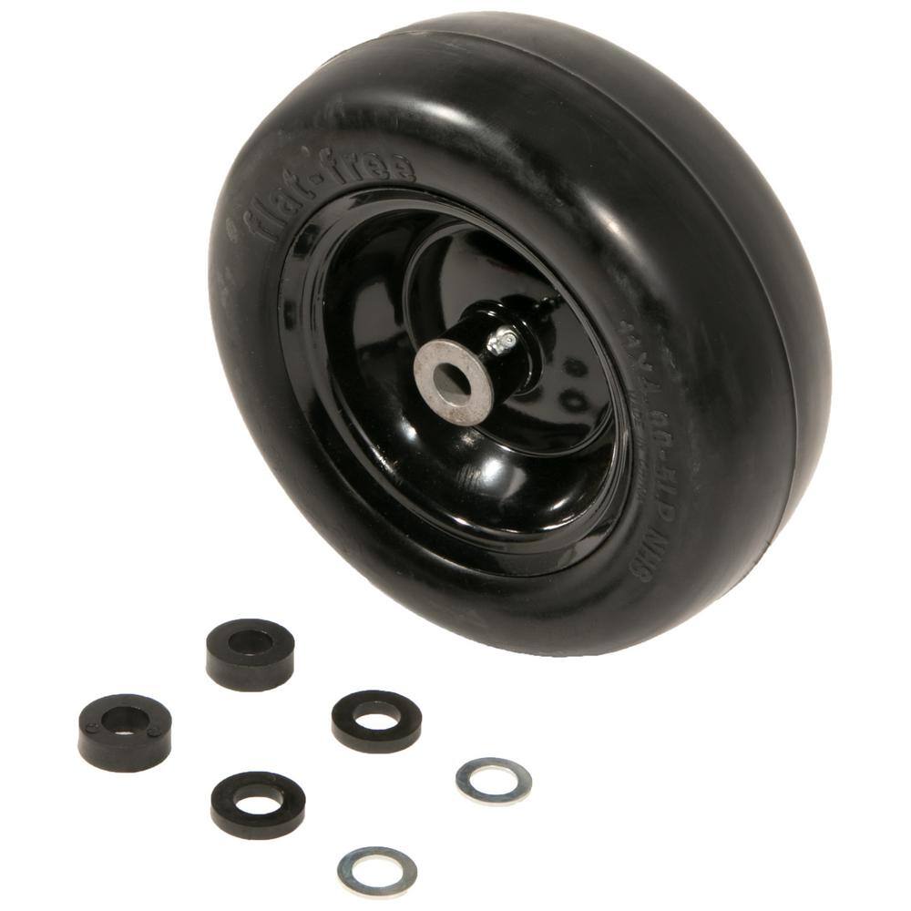 Arnold Universal 11 in. x 4 in. Smooth Tread Black Rim Flat Free Wheel Assembly for Zero-Turn Mowers w34 in. or 58 in. Axles 490-325-0061