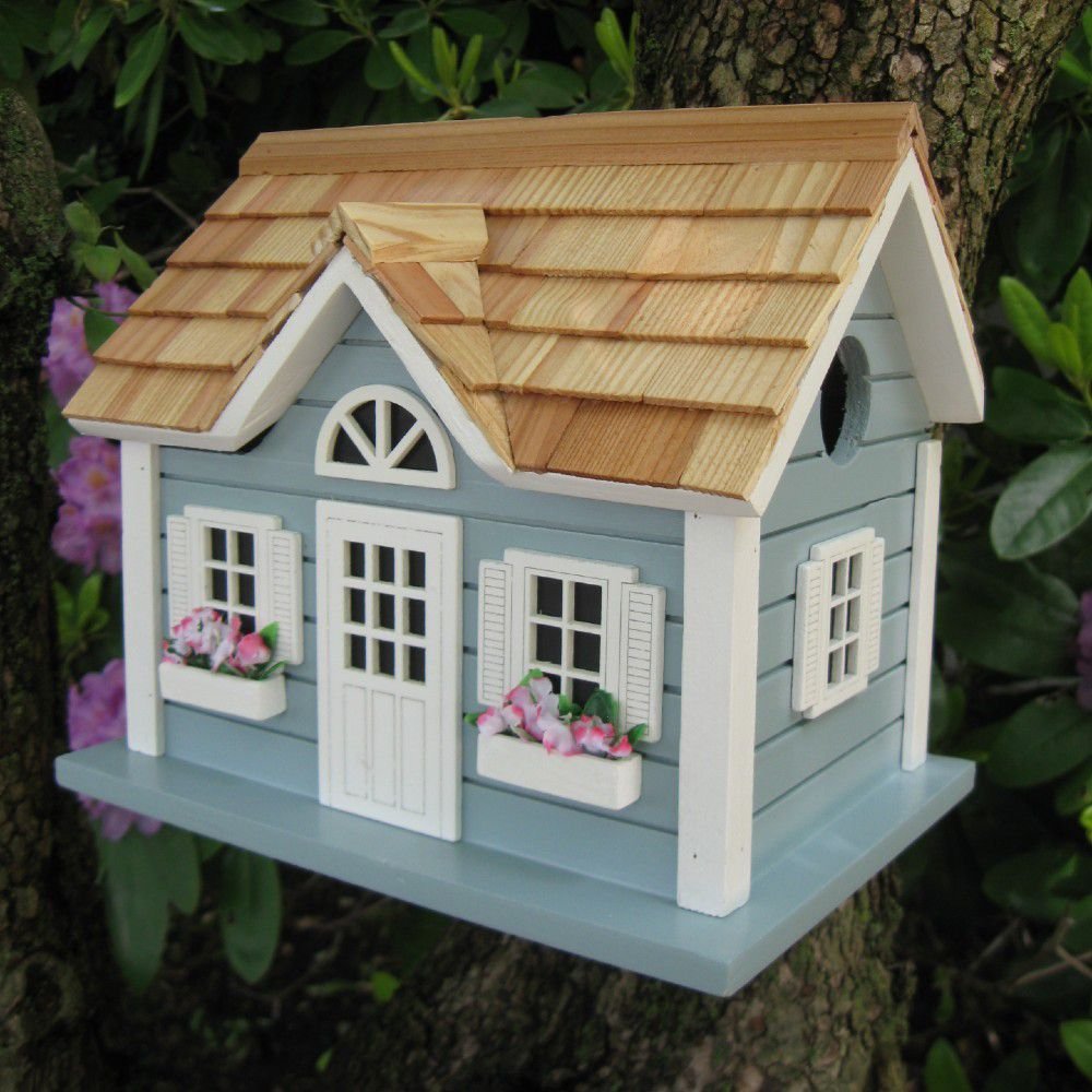 Home Bazaar Nantucket Cottage Birdhouse， Blue