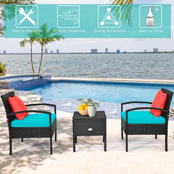 3 Piece Outdoor Patio Rattan Furniture Set - Modern Furniture - Overstock - 37511919