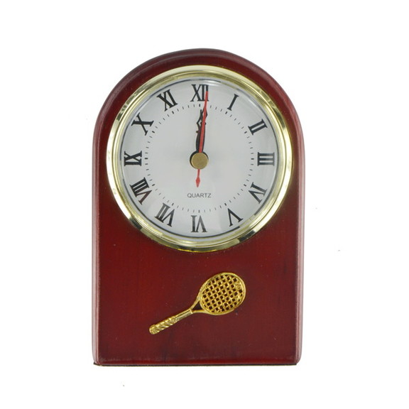 Wood Desk Clock Tennis