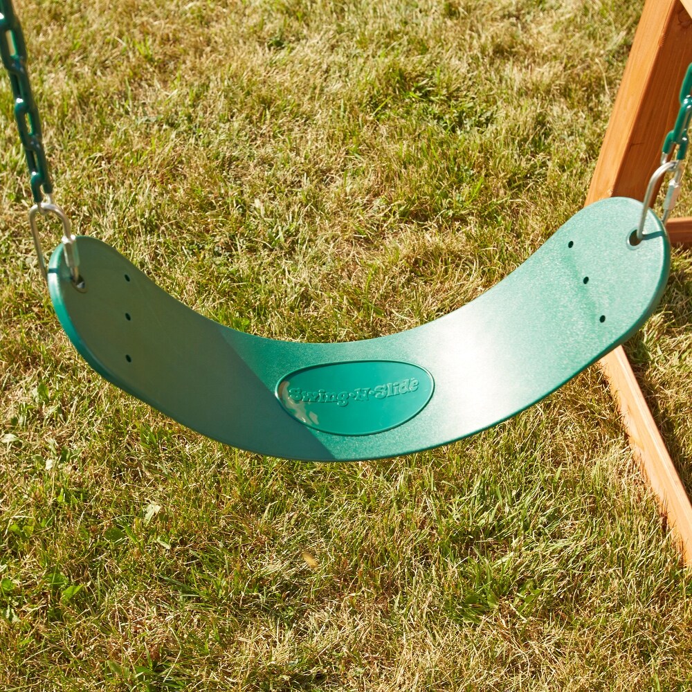 Swing N Slide Willows Peak Wood Swing Set w/ 2 Swings  Slide and Picnic Table