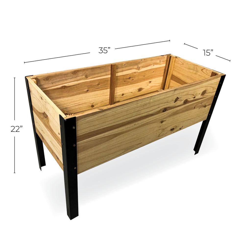 BACKYARD EXPRESSIONS PATIO · HOME · GARDEN Backyard Expressions 35 in. x 15 in.x 22 in. Large Wooden Raised Garden Bed wSteel Legs for Extra Support 911214