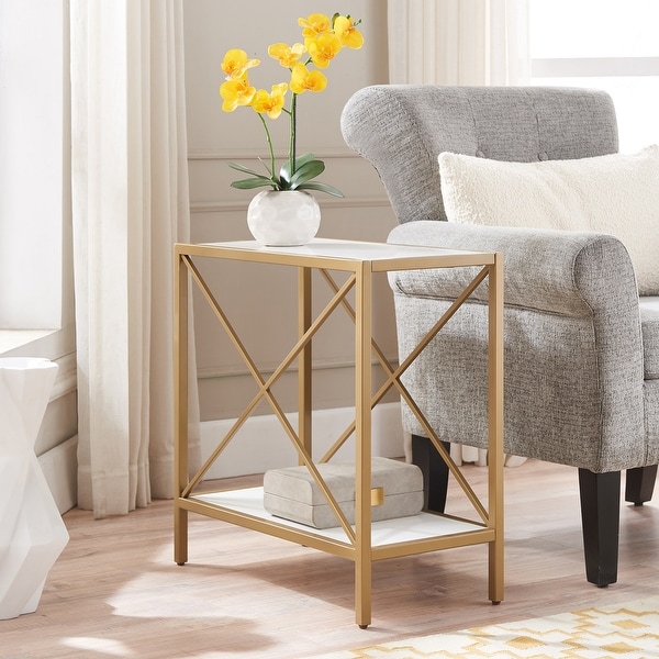 Leick Home Claudette Mixed Metal and Wood Narrow End Table