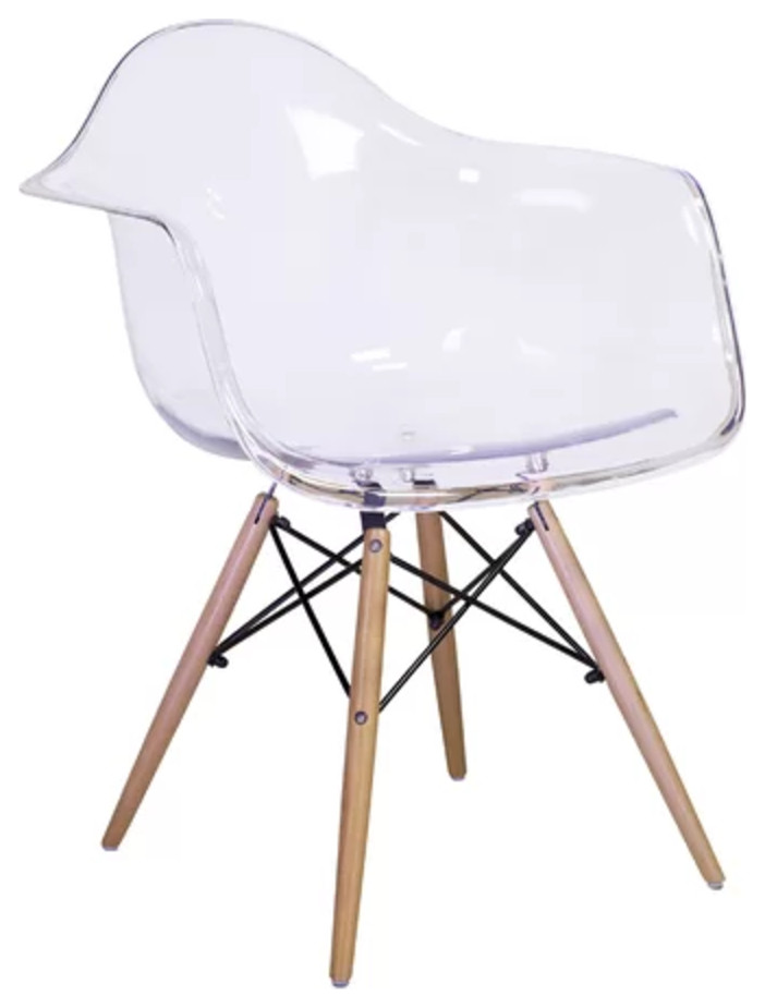 Acrylic Bucket with Wood base (Set Of 4)   Midcentury   Dining Chairs   by AFB Decor  Houzz