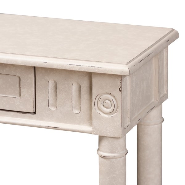 Farmhouse Whitewashed 1-Drawer Console Table by Baxton Studio