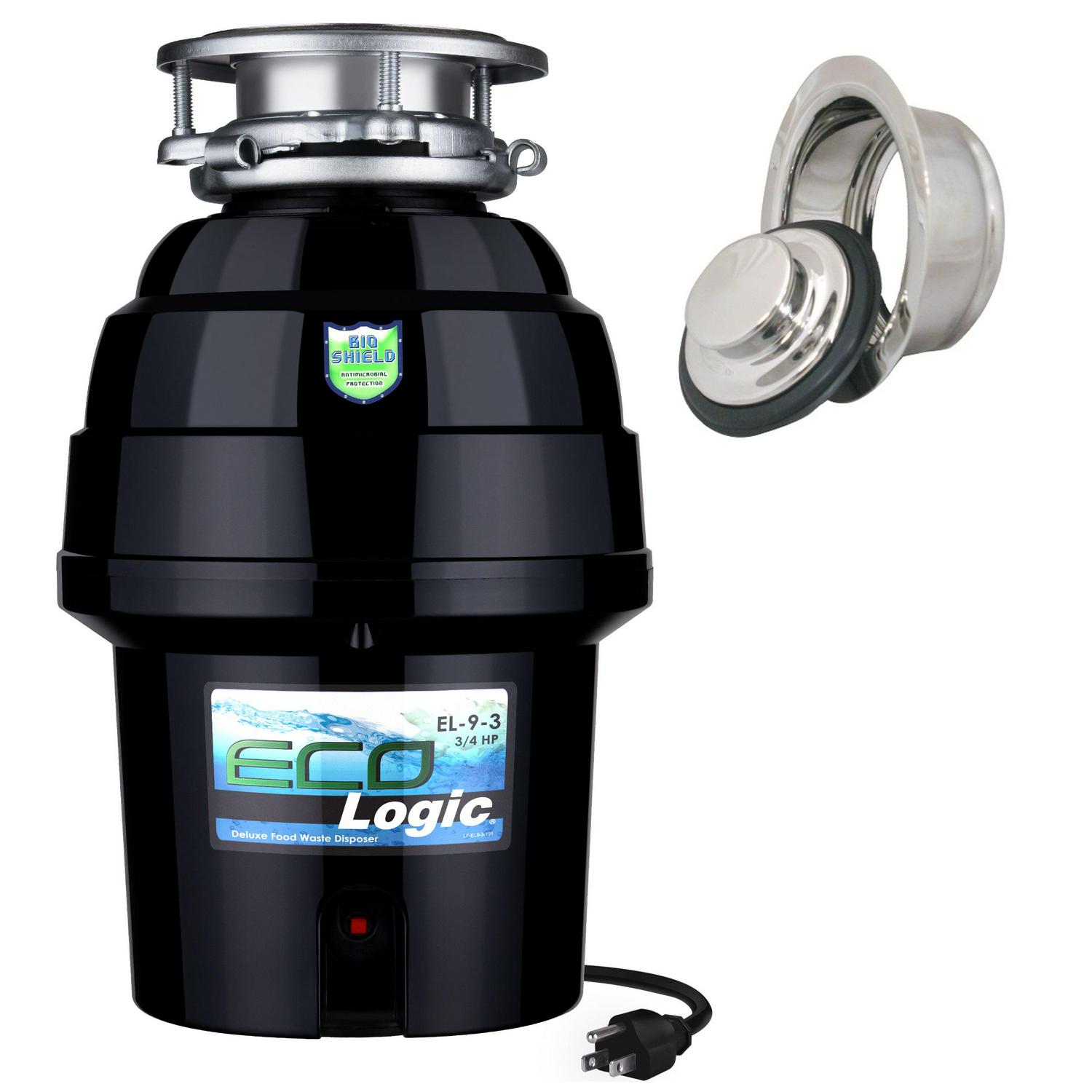 Eco Logic 3/4 HP Garbage Disposal with Polished Chrome Sink Flange 10-US-EL-9-DS-3B-PC