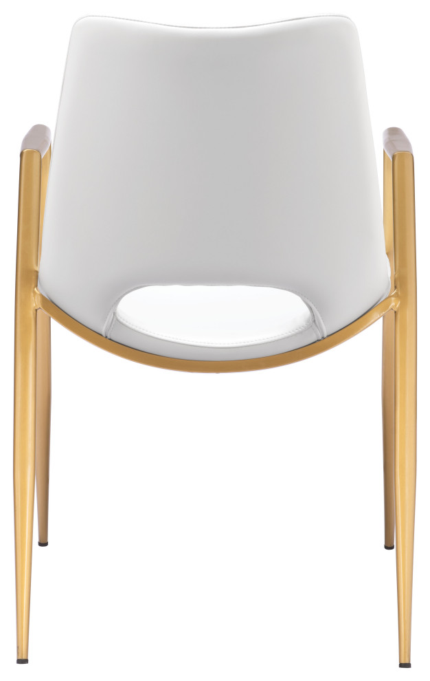 Desi Dining Chair (Set of 2) White  ampGold   Midcentury   Dining Chairs   by Furniture East Inc.  Houzz