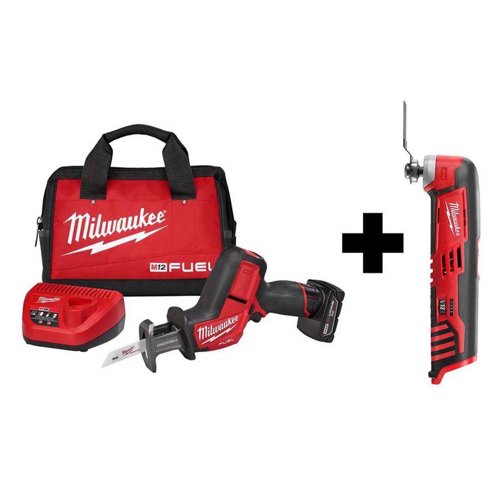 MW M12 FUEL 12V Lithium-Ion Brushless Cordless HACKZALL Reciprocating Saw Kit with M12 Multi-Tool 2520-21XC-2426-20