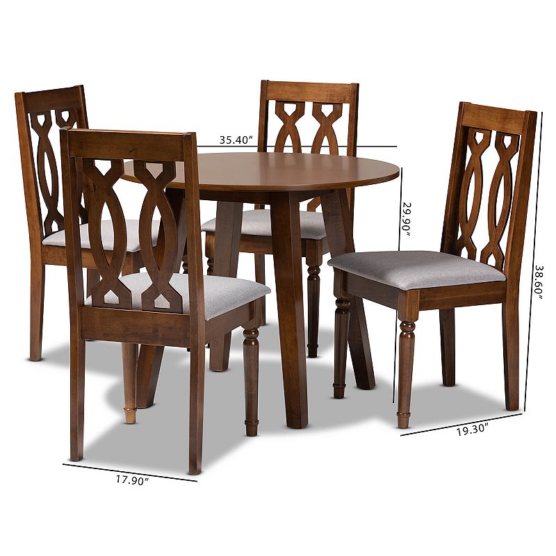 Baxton Studio Pia Dining Table and Chair 5-piece Set