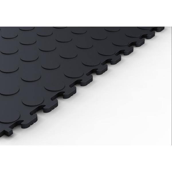 Norsk Multi-Purpose Black 18.3 in. x 18.3 in. PVC Garage Flooring Tile with Raised Coin Pattern (6-Pieces) NSMPRC6BLK