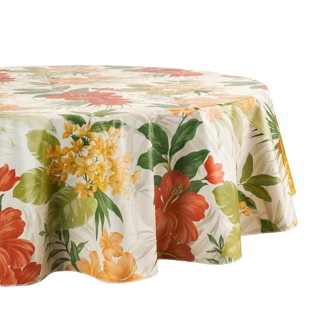 Callisto Tropical Floral Printed Vinyl Indoor outdoor Tablecloth Elrene Home Fashions