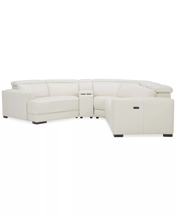 Furniture Jenneth 5-Pc. Leather Sofa with 2 Power Motion Recliners and Cuddler