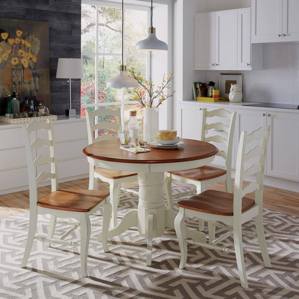 HOMESTYLES French Countryside Oak and Rubbed White Dining Table 5518-30