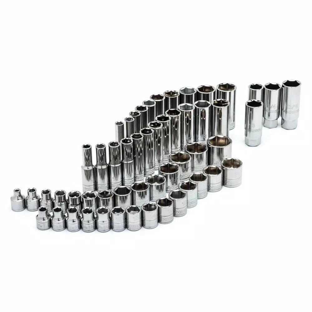 Husky 3/8 in. Drive SAE and Metric Socket and Bit Set with Ratchet and Rails (59-Piece) and#8211; XDC Depot