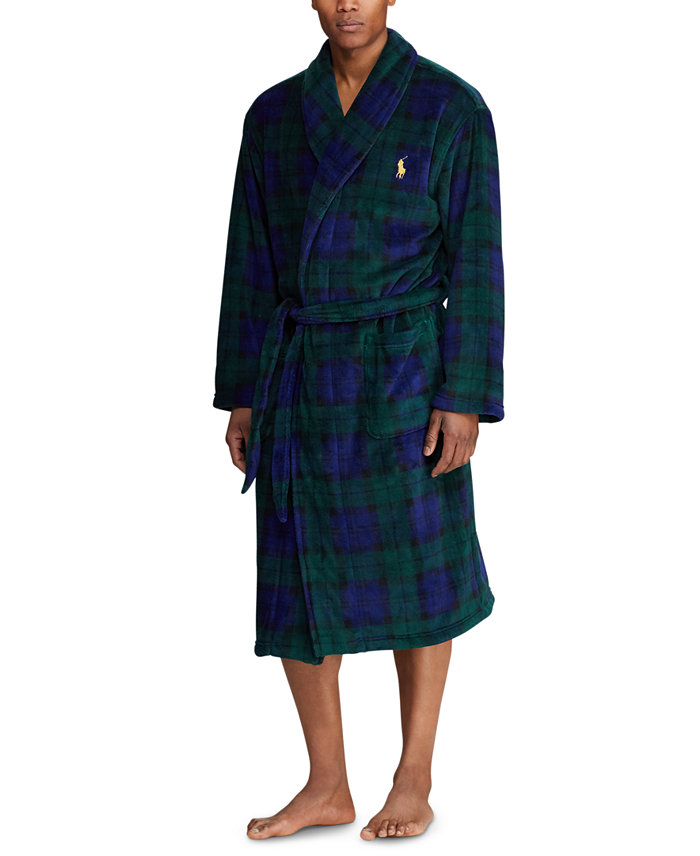 Polo Ralph Lauren Men's Microfiber Plaid Shawl Collar Robe