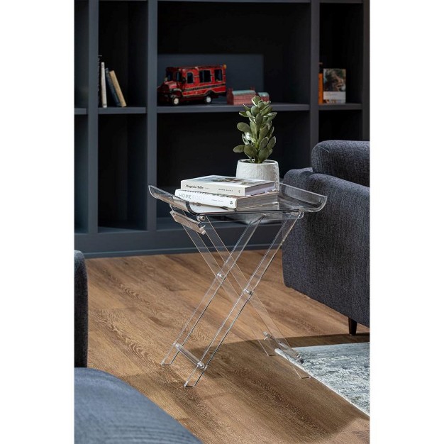 Designstyles Acrylic Foldable Tray Side Table Curved Top Luxurious Home Decor Essential Perfect For Convenient Tabletop Space