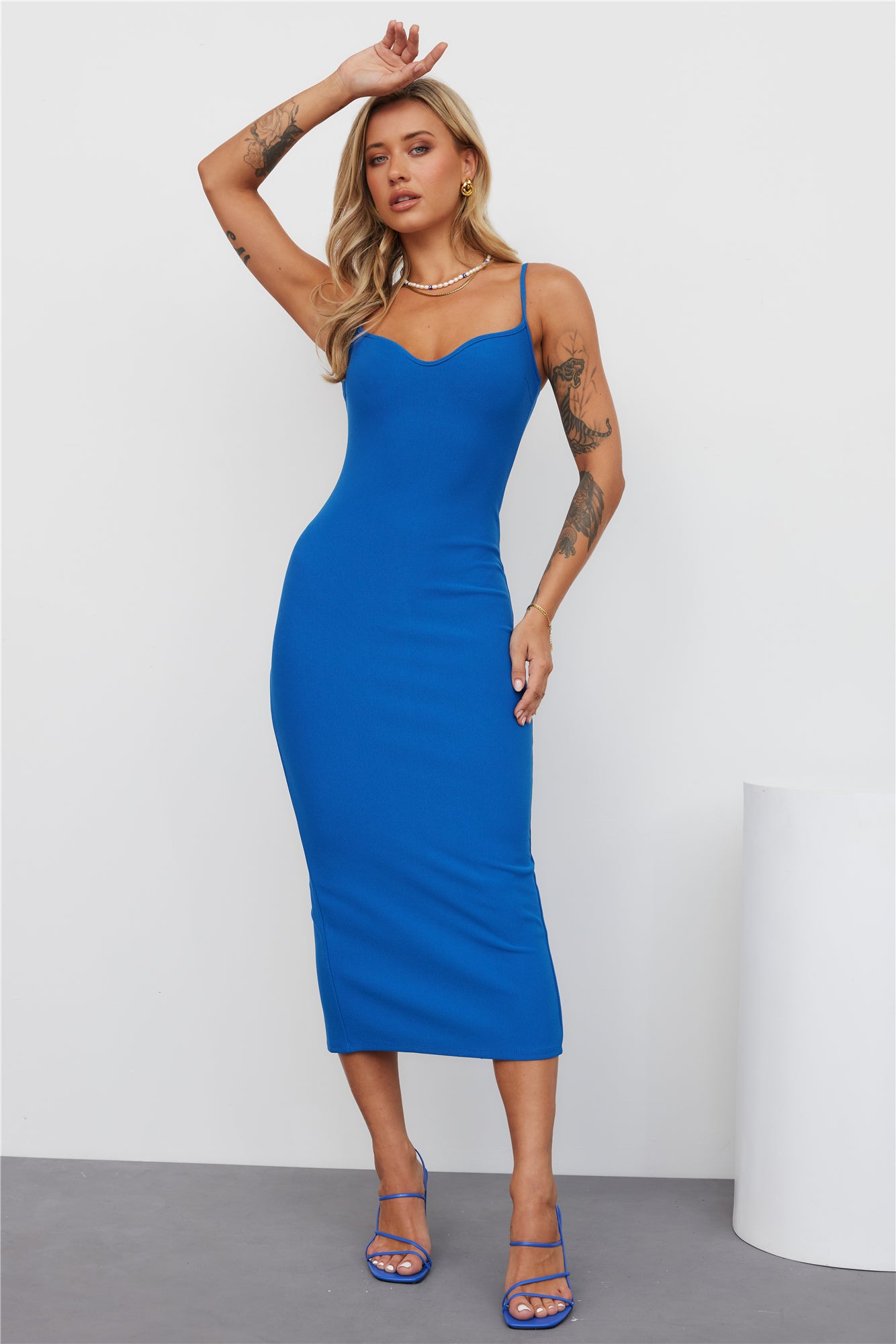 Fancy Heart Maxi Dress Royal Blue