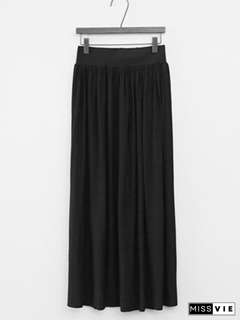 Casual Solid Color Elasticity Waist Pleated Skirts