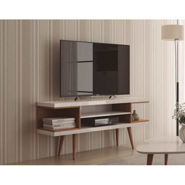 Utopia 53.14 TV Stand in White Gloss and Maple Cream