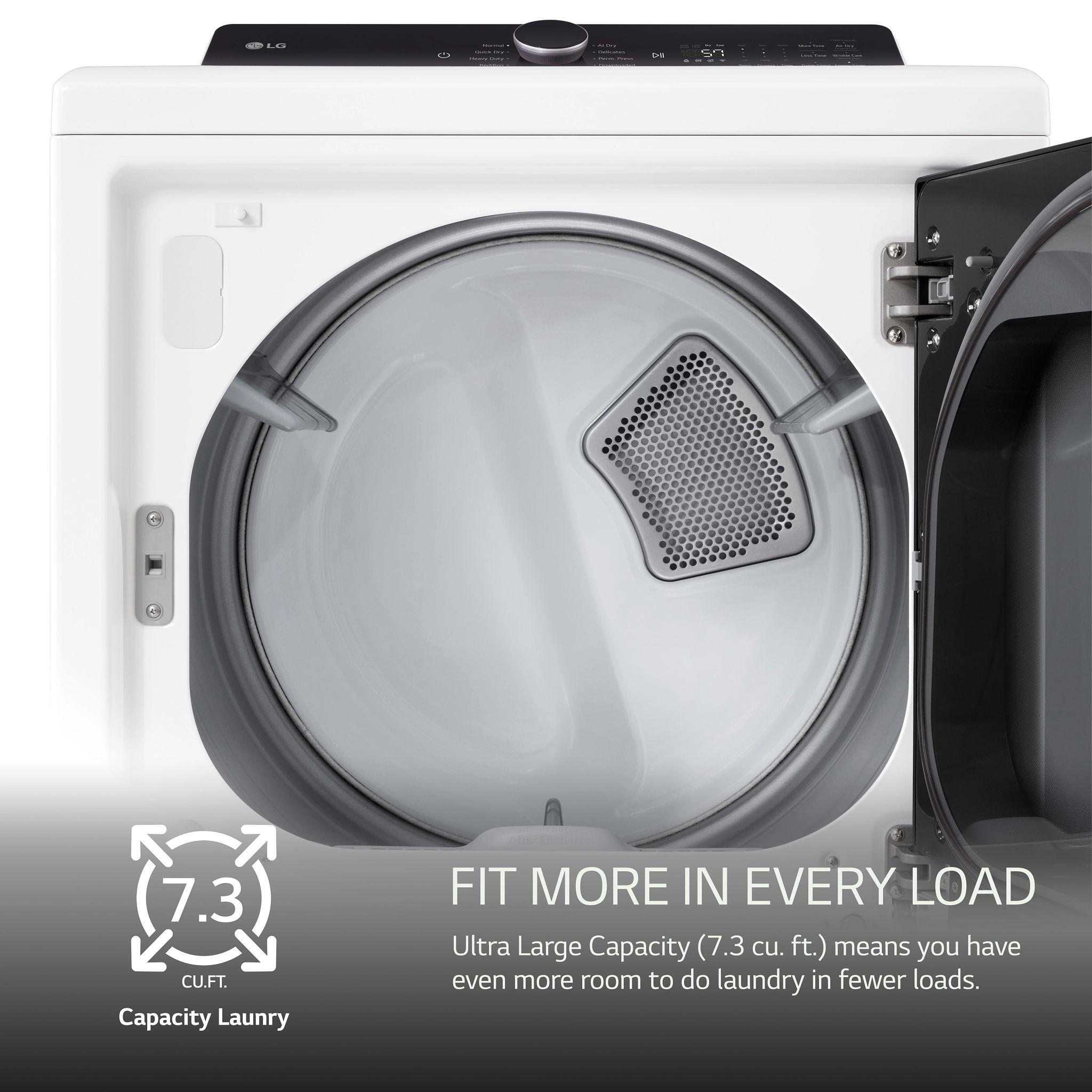 Lg DLE8400WE 7.3 Cu. Ft. Ultra Large Capacity Rear Control Electric Dryer With Lg Easyload™ Door And Ai Sensing