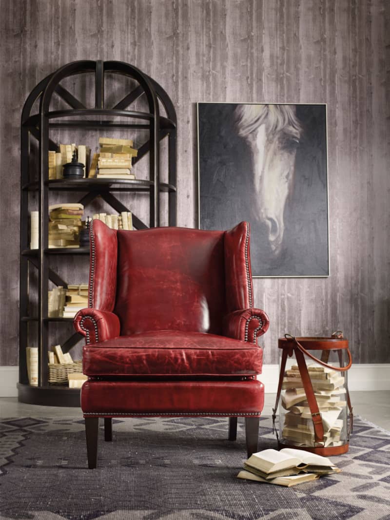 Hooker Furniture Covington Bogue Red Leather Blakeley Club Chair