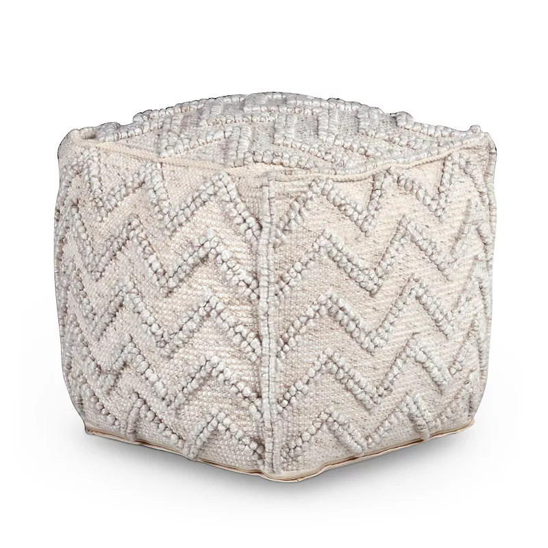 Steve Silver Co. Kenzari Square Zig-Zag Handwoven Pouf