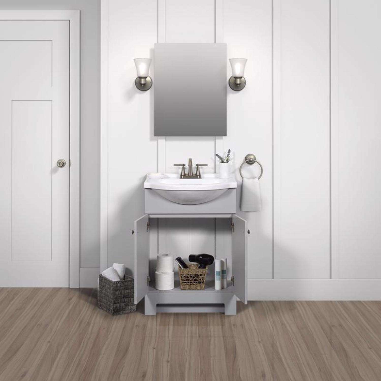 Zenna Home Zenna Home Single Gray Bathroom Vanity 24 in. W X 16 in. D X 35.5 in. H