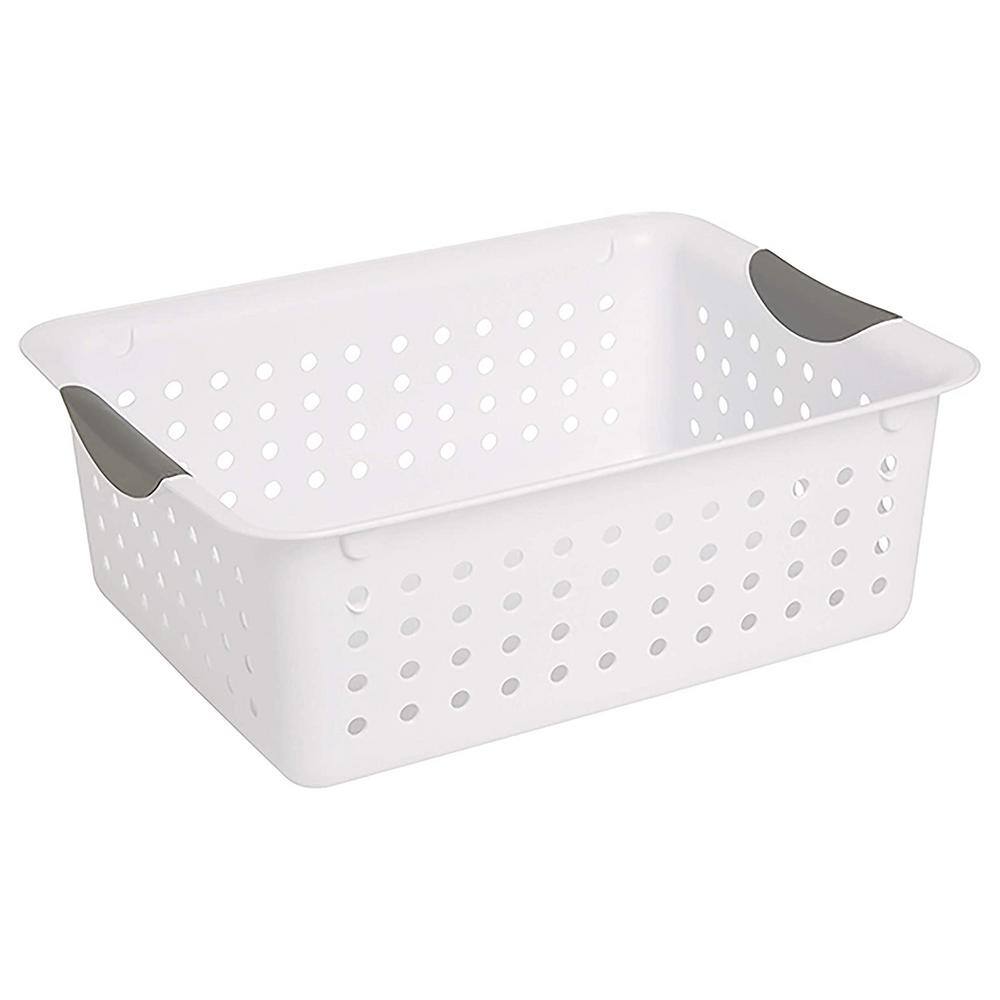 Sterilite Medium Ultra Plastic 3.0 Gal. Storage Bin Organizer Basket in White (12-Pack) 12 x 16248006