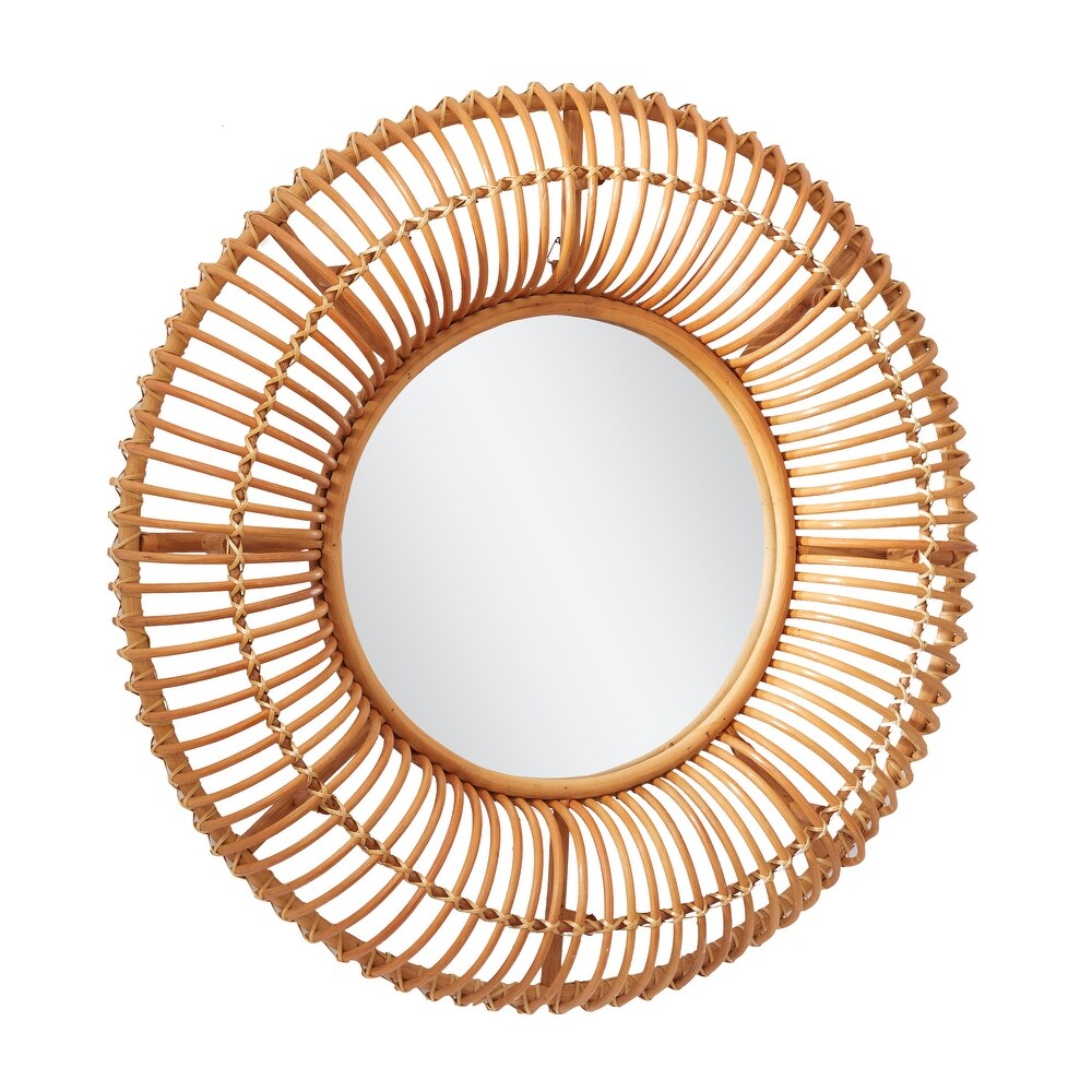 Brown Rattan Handmade Woven Wall Mirror