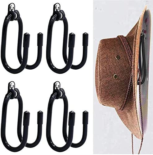 Cowboy Hat Rack Hat Holder Hat Organizer Hat Wall Mount Hooks for Cowboy Hats Storage Baseball Cap Organizer Hanger - Easily Adjustable - fit each hat - No Scratches - 4/PK No Hat