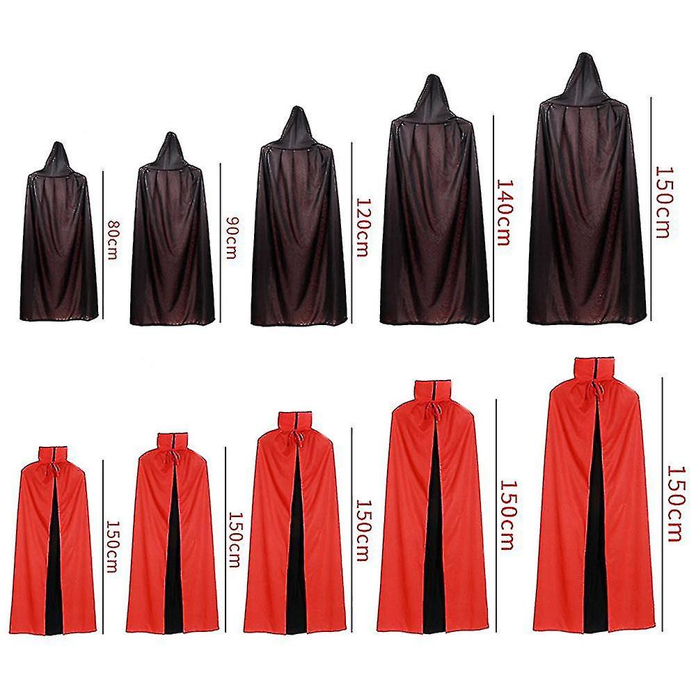 1pcs Halloween Cloak Children Adult Makeup Costume Props Death Cloak Cloak Pirate Cosplay Cloak 150cm(red And Black Double-sided Double-sided Hood)