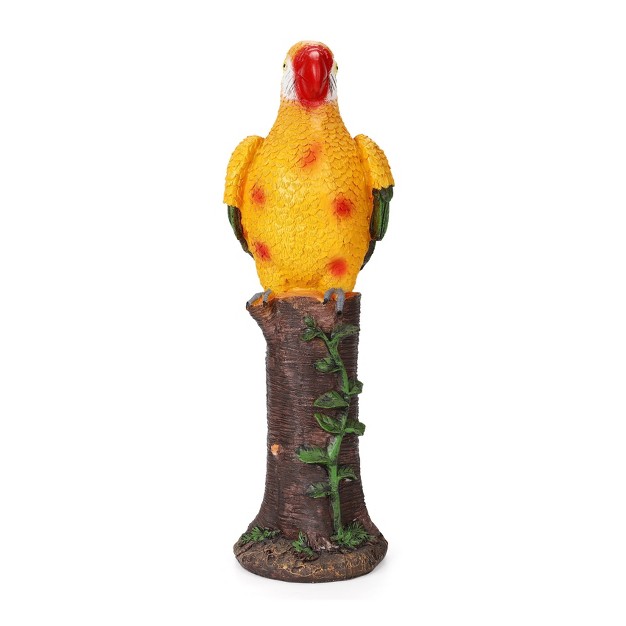 Techko Maid Parrot Yellow Solar Outdoor Garden Statue Decor With Spotlight