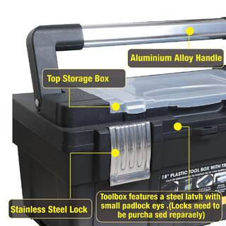 Big Red 9.2 in. W x 8.8 in. H x 17.6 in. D Plastic Tool Box Organizer and Durable Tool Storage Box ATRJH-9019R