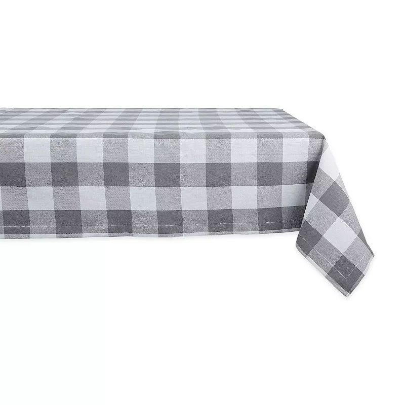 60 x 84 Gray and White Buffalo Checkered Table Cloth