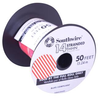 Southwire 50 ft. 14 Red Stranded CU THHN Wire 22957583