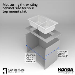 Karran QT-810 QuartzGranite 33 in. Double Bowl 5050 Top Mount Drop-in Kitchen Sink in White with Bottom Grid and Strainer QT-810-WH-PK1