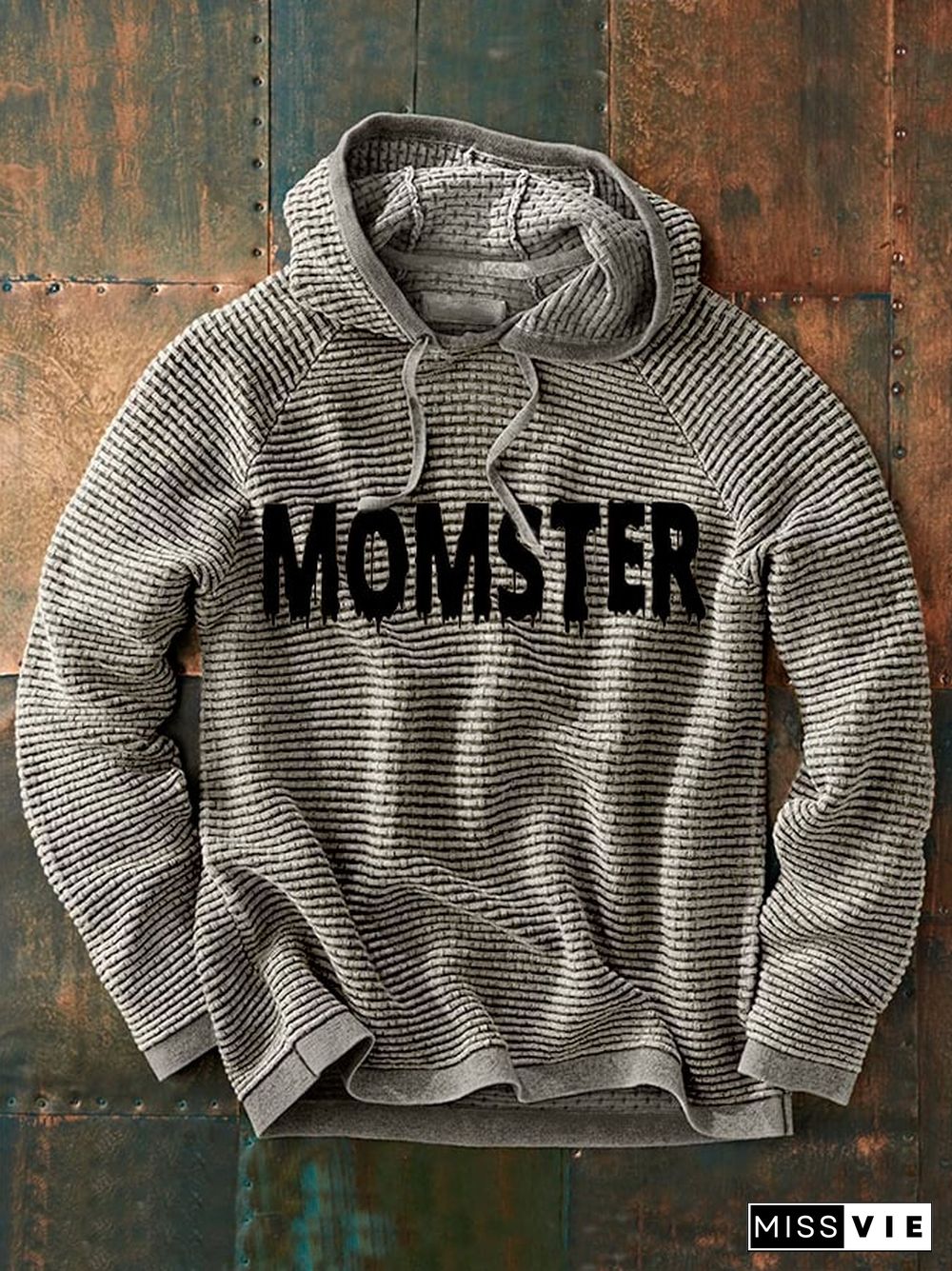 Men's Halloween Momster Print Long Sleeve Hoodie