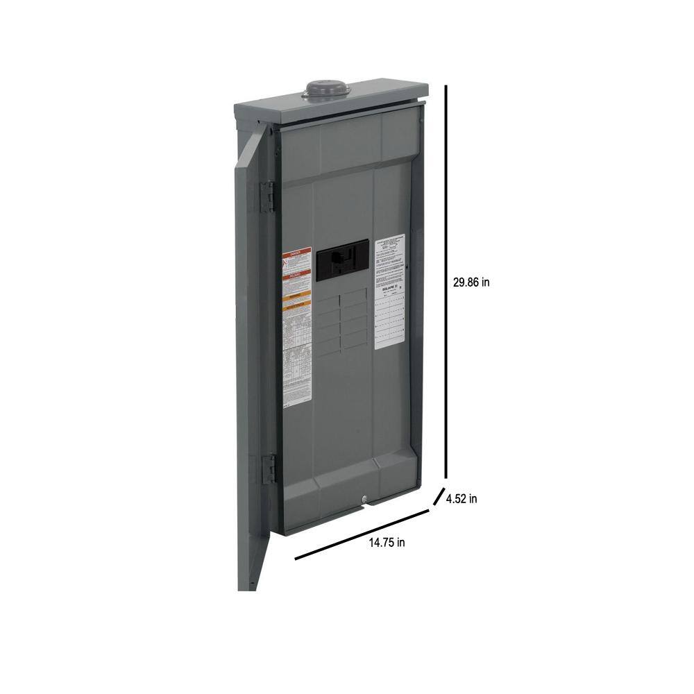 Square D Homeline 200 Amp 8-Space 16-Circuit Outdoor Main Breaker Load Center with Feed-Thru Lug HOM816M200PFTRB