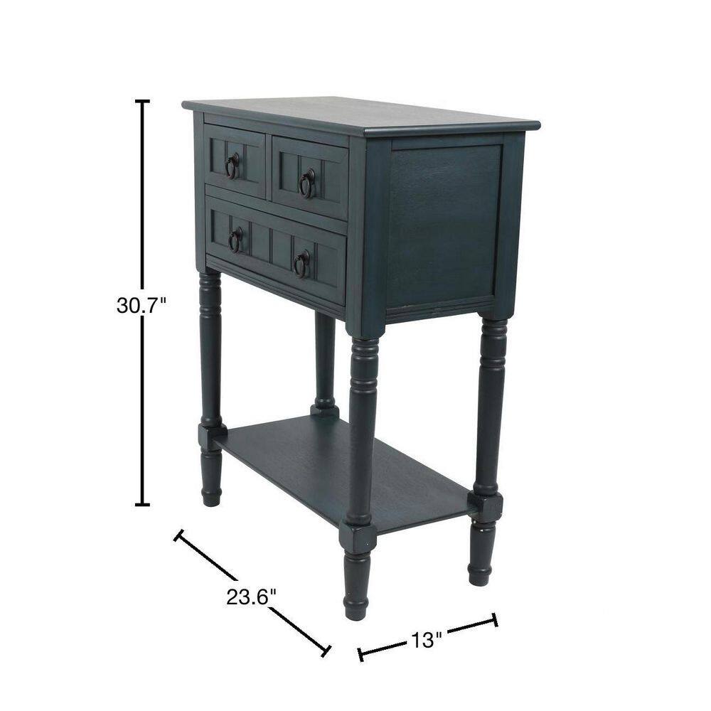 Decor Therapy Westerman Three-Drawer Wood Console with Shelf Navy Finish FR8734