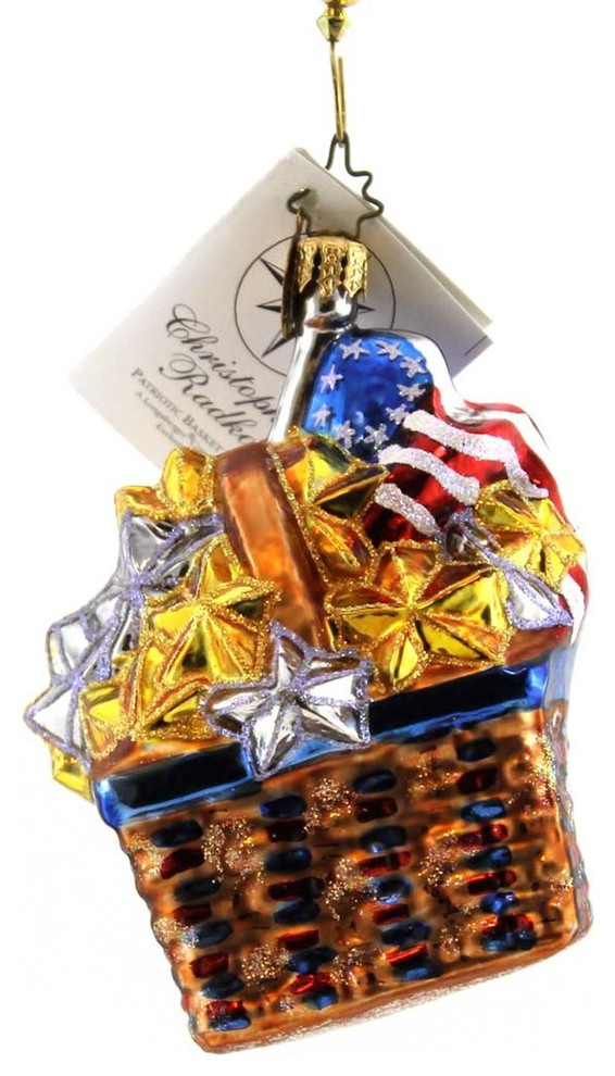 Christopher Radko PATRIOTIC BASKET GEM Glass Americana   Contemporary   Christmas Ornaments   by Story Book Kids Inc  Houzz