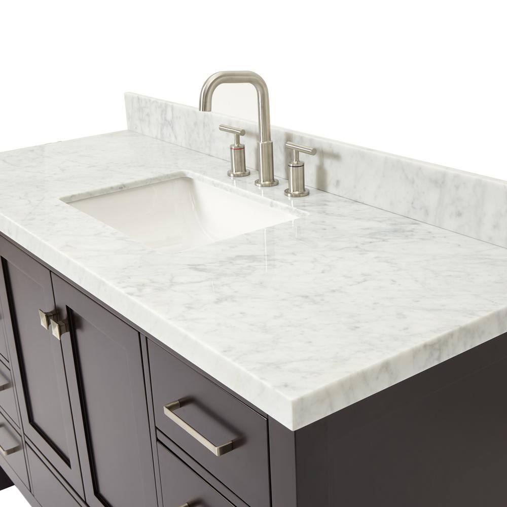 ARIEL Cambridge 55 in. Bath Vanity in Espresso with Marble Vanity Top in Carrara White with White Basin A055SCWRVOESP