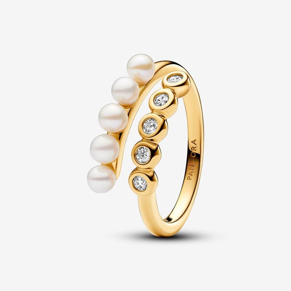 PANDORA  Treated Freshwater Cultured Pearls & Stones Open Ring - Gold