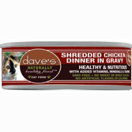 Daves Pet Food Grain Free Shredded Chicken Dinner in Gravy Canned Cat