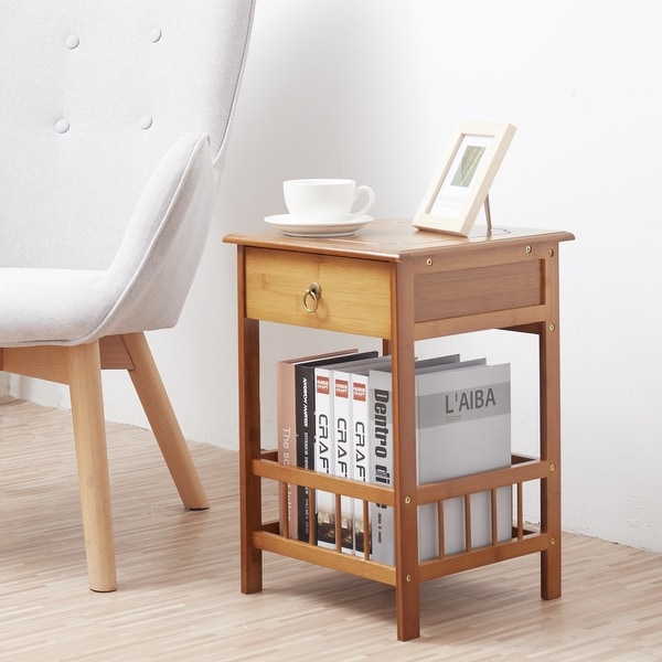 Solid Wood End Table With Storage