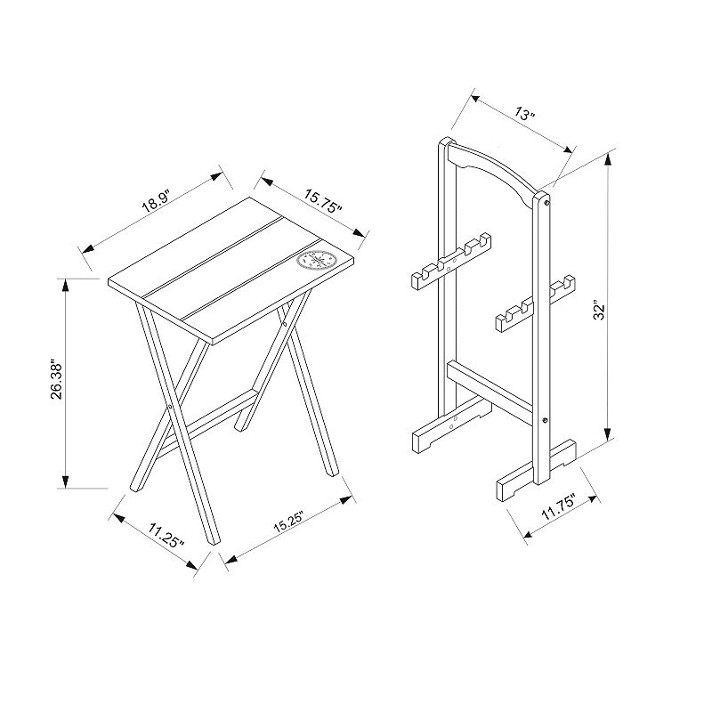 Linon Compass Tray Table and Stand 5-piece Set