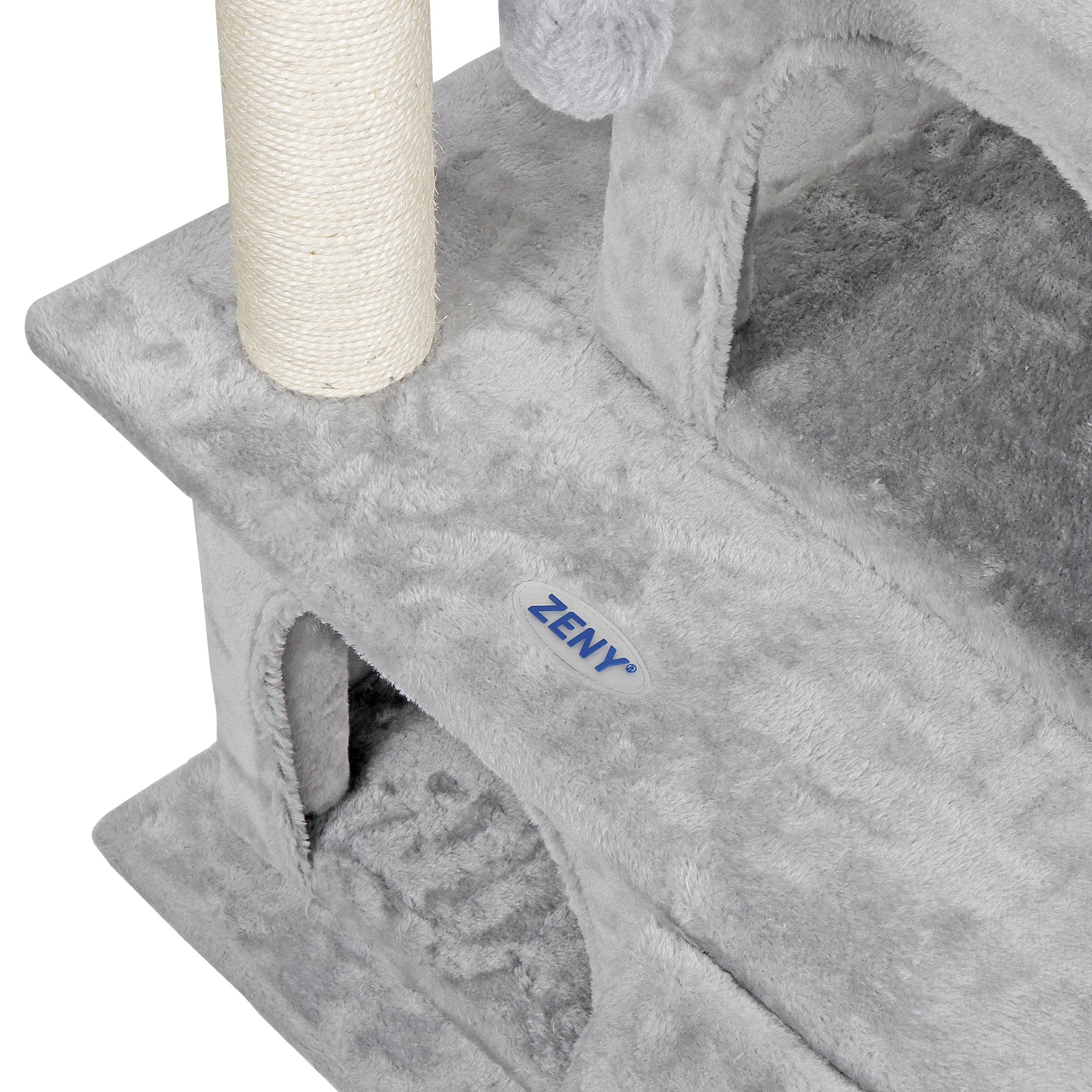 ZENY 34-in Cat Tree and Condo Scratching Post Tower Play House， Gray