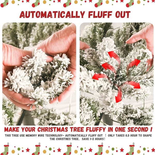 4ft9ft PVC/PE Mixed Flocked Christmas Tree – Natural Look and Easy Setup