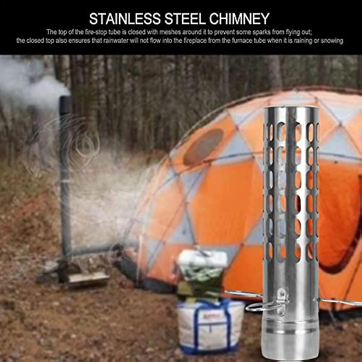 Stove Pipe Spark Arrestor 26cm Stainless Steel Chimney Spark Arrestor  Weather-resistant Camping Rain Cap Chimney Extension  Accessories For Vent Smok