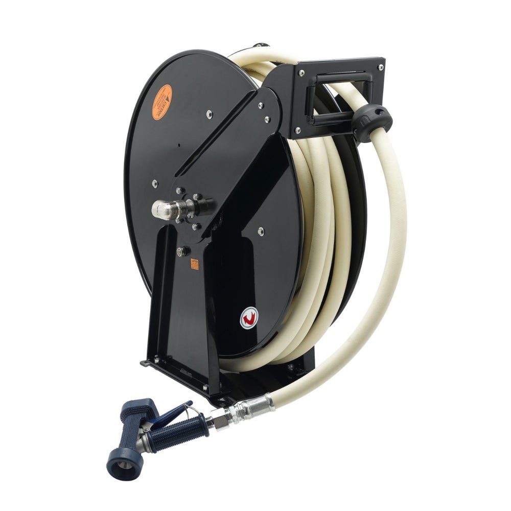 TandS B-7245-03 Open Epoxy-Coated Hose Reel with 50-Foot Hose and Rear Trigger Water Gun