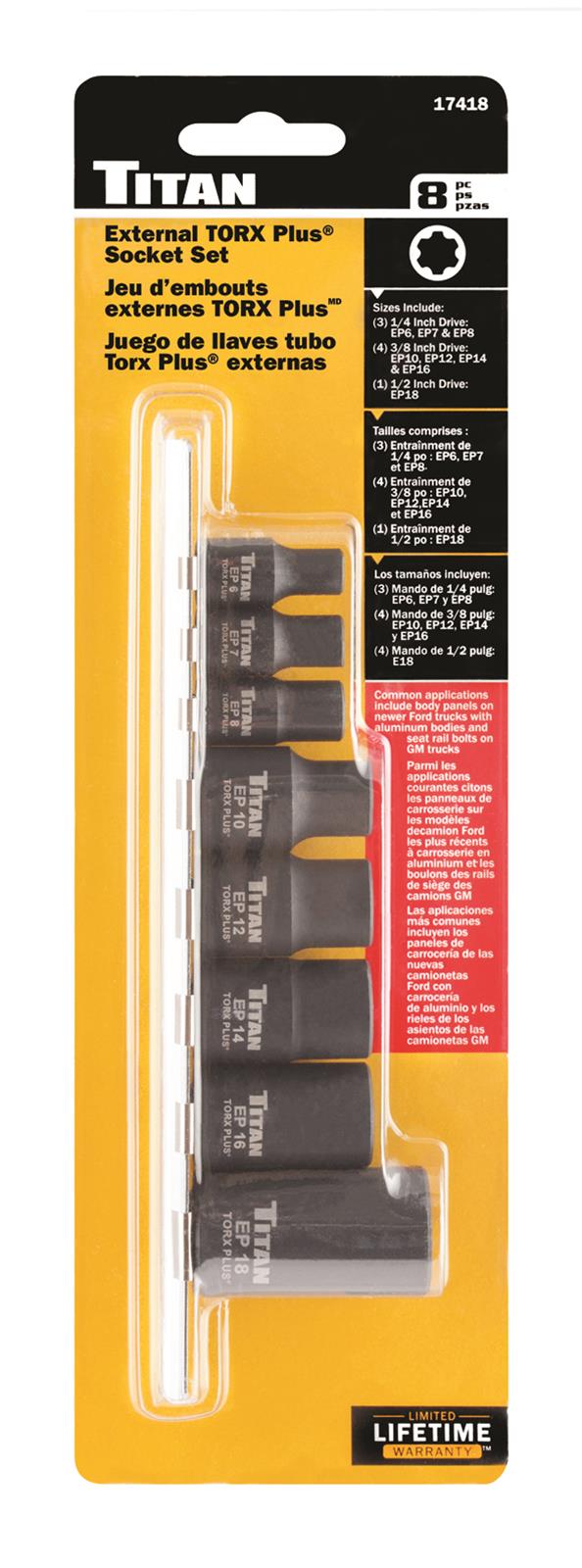 Titan Tools 17418 Titan E-Torx Plus Socket Sets